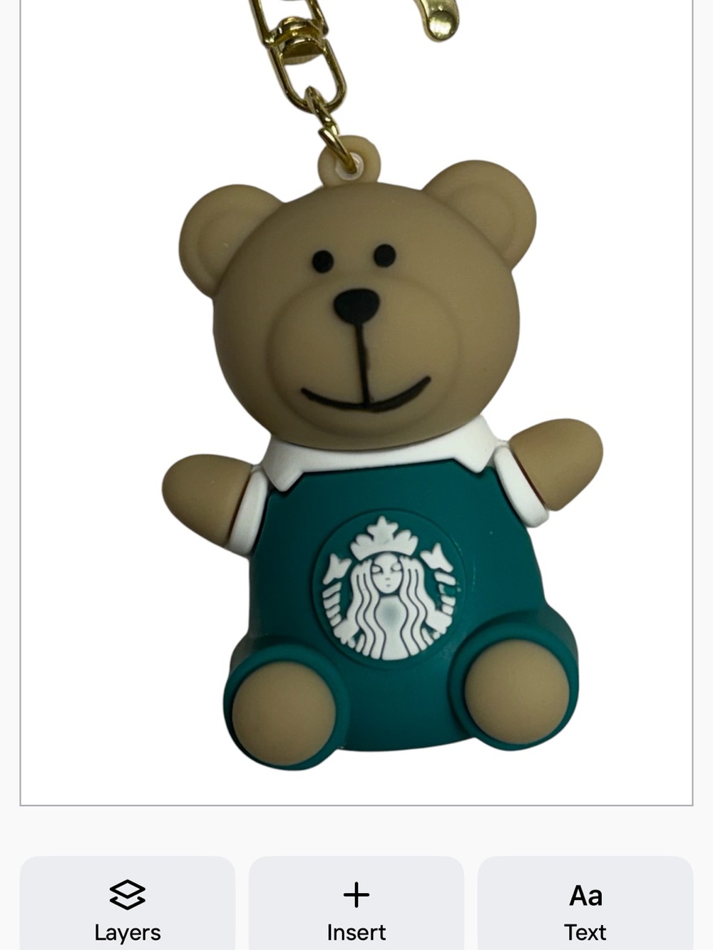 Starbucks Green and Beige Bear Keychain/ Wristlet